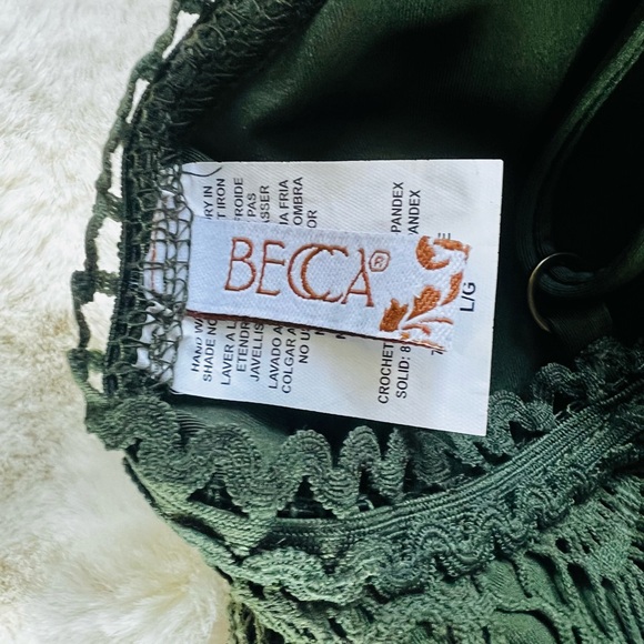 BECCA Olive Green Crochet One Piece Bathing Suit - Picture 6 of 7